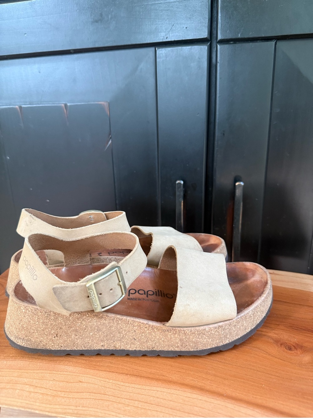 Papillio Beige Suede Platform Sandals